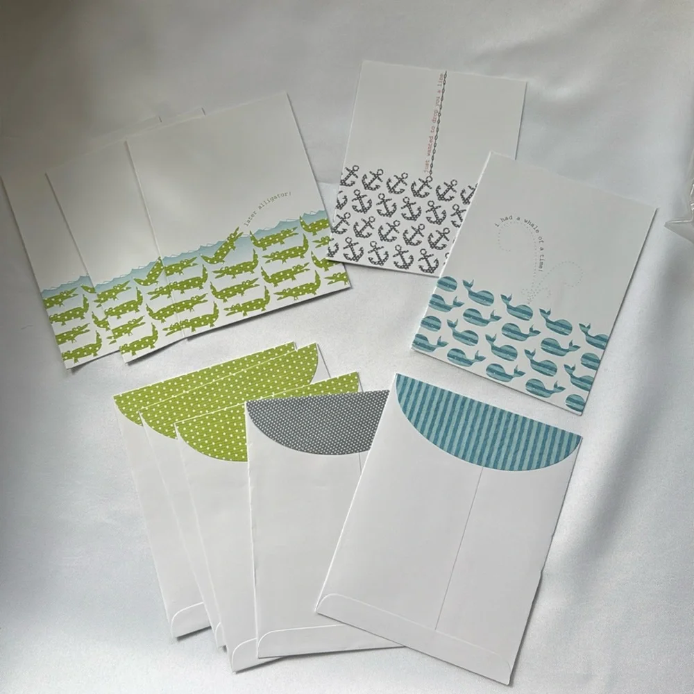 Maritime greeting cards assortment set of 5 alligator anchor whale